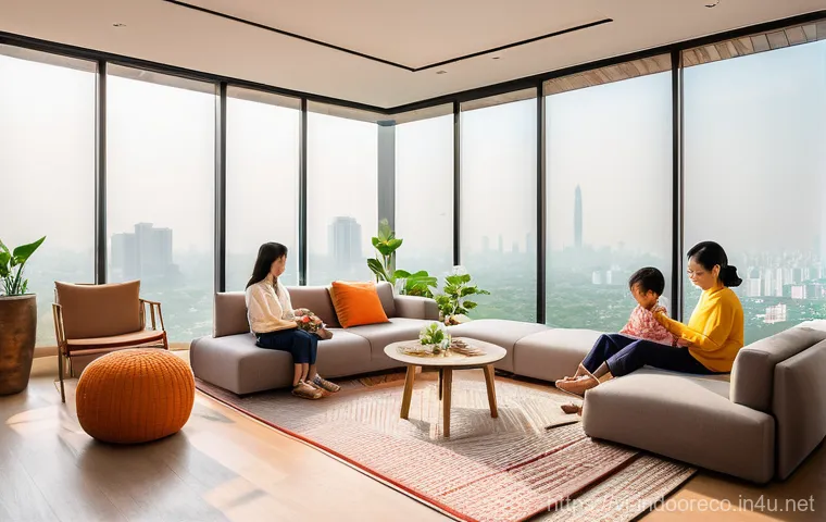 실내 공기 청정 효율성 - **Prompt 1: A serene Vietnamese family living room with crystal-clear air.**
    A vibrant, sun-dren...