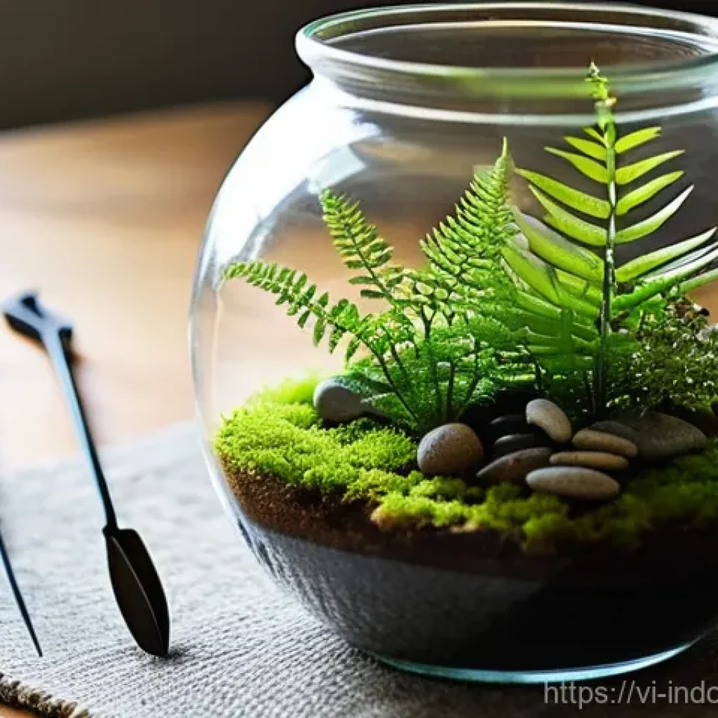 지속 가능한 실내 생태계 - **Prompt:** A serene and brightly lit indoor scene, showcasing a young adult (wearing casual, clean ...