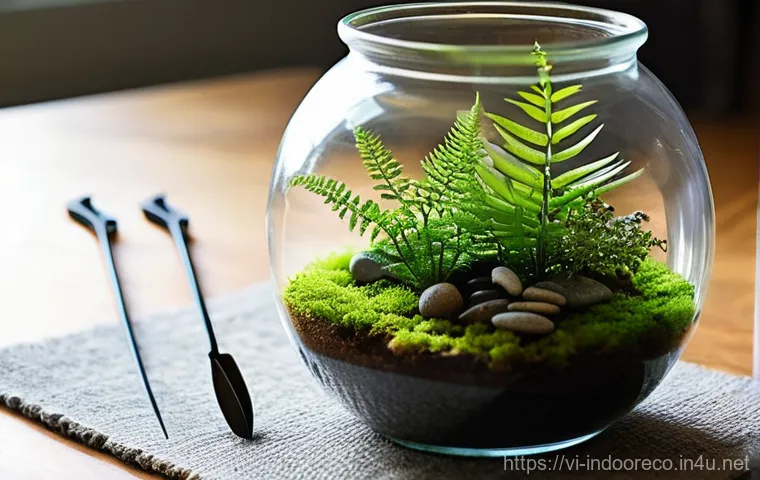 지속 가능한 실내 생태계 - **Prompt:** A serene and brightly lit indoor scene, showcasing a young adult (wearing casual, clean ...