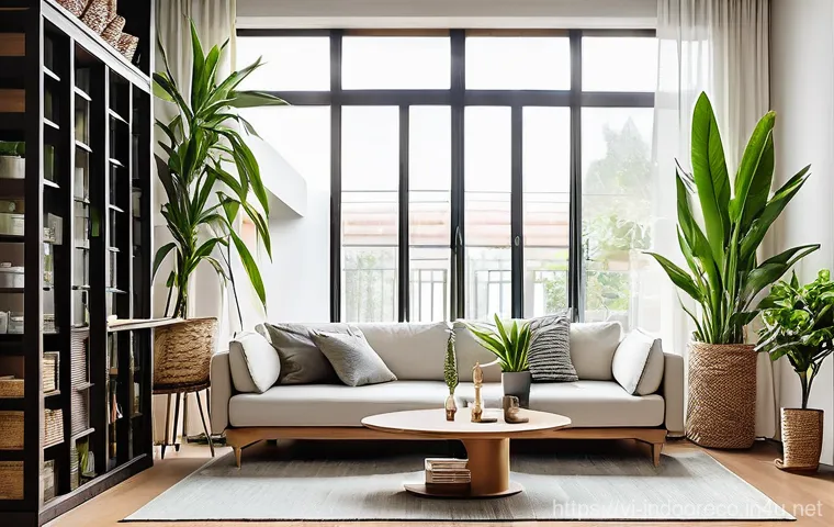 실내에서의 자연과의 연결 - **A serene and healthy Vietnamese living room bathed in soft morning light, showcasing the benefits ...