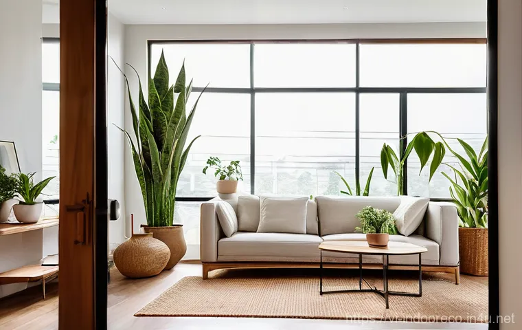 실내에서의 자연과의 연결 - **A serene and healthy Vietnamese living room bathed in soft morning light, showcasing the benefits ...