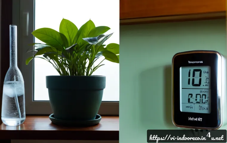 Home 15 온도와 습도 관계 - Photorealistic split-scene comparison inside a tidy Vietnamese home: on the left, a sunlit living ro...
